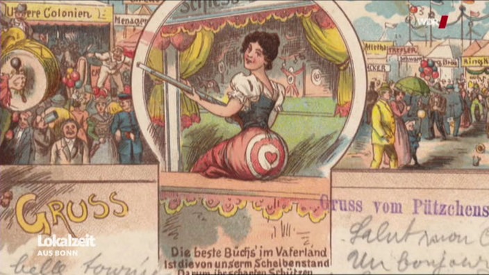 Historischer Jahrmarkt auf dem Münsterplatz im Zentrum von Bonn